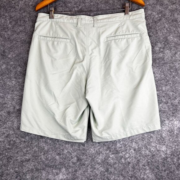 George Mens Pistachio Green Nylon Blend 34" Flat-Front Chino Shorts With Pockets - Picture 2 of 10
